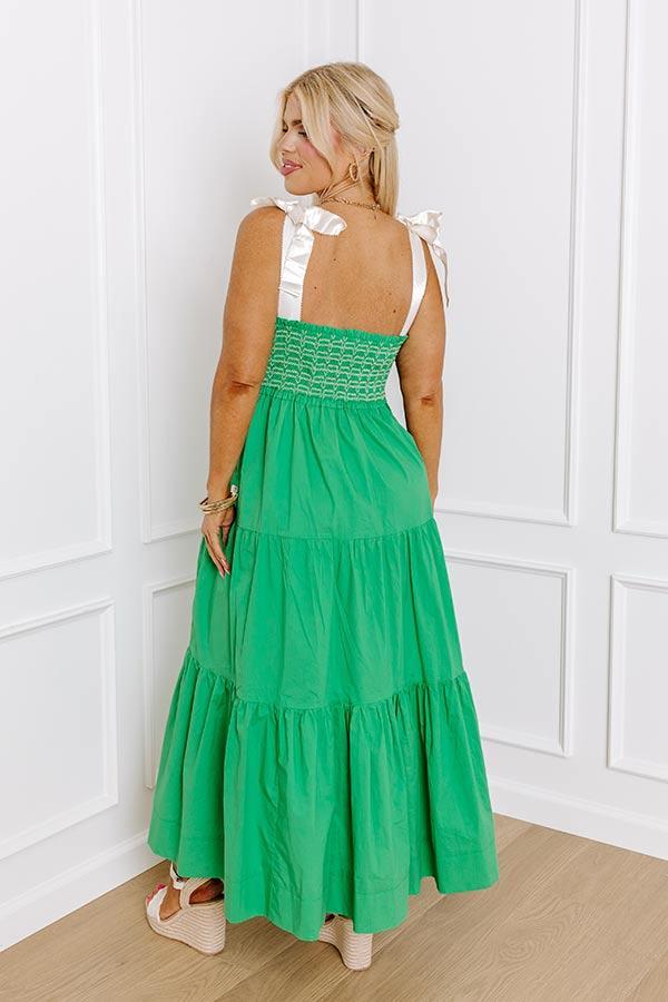 Classic Cutie Smocked Maxi Dress in Kelly Green Curves Product Image