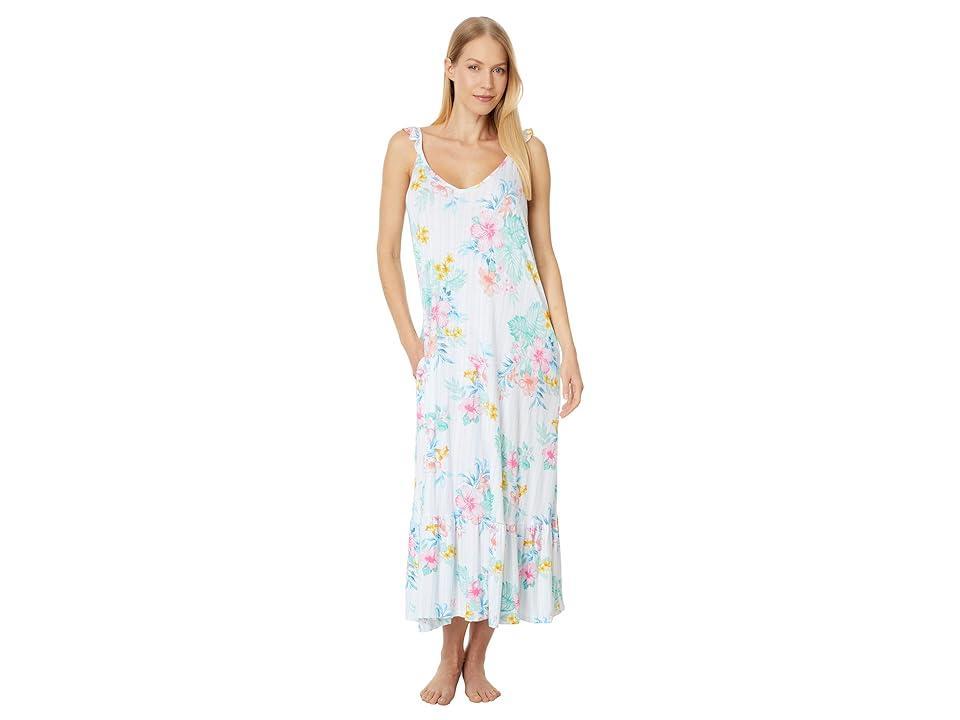 Tommy Bahama Sleeveless Floral Maxi Gown (Stripe Floral) Women's Pajama Product Image