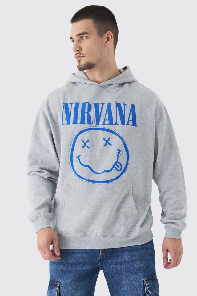 Tall Oversized Nirvana Face License Print Hoodie | boohooMAN USA Product Image