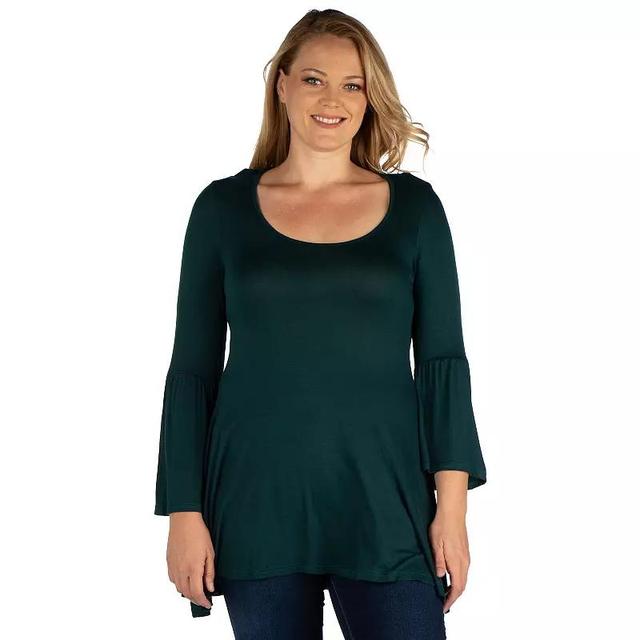 Plus Size 24Seven Comfort Apparel Bell Sleeve Flared Tunic Top, Womens Product Image