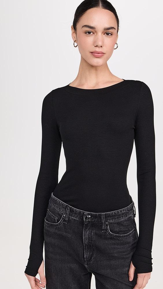 LNA Bellina Ribbed Long Sleeve Top | Shopbop Product Image