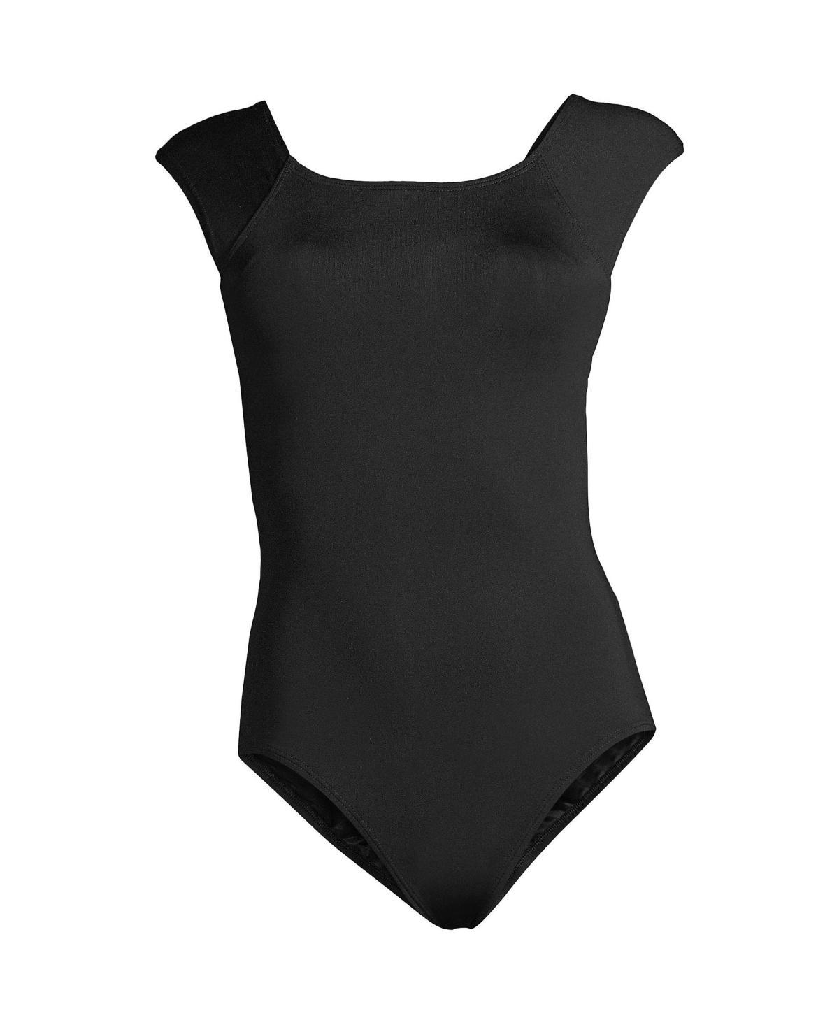 Plus Size Lands End UPF 50 Cap-Sleeve Tummy Control One-Piece Swimsuit, Womens Product Image