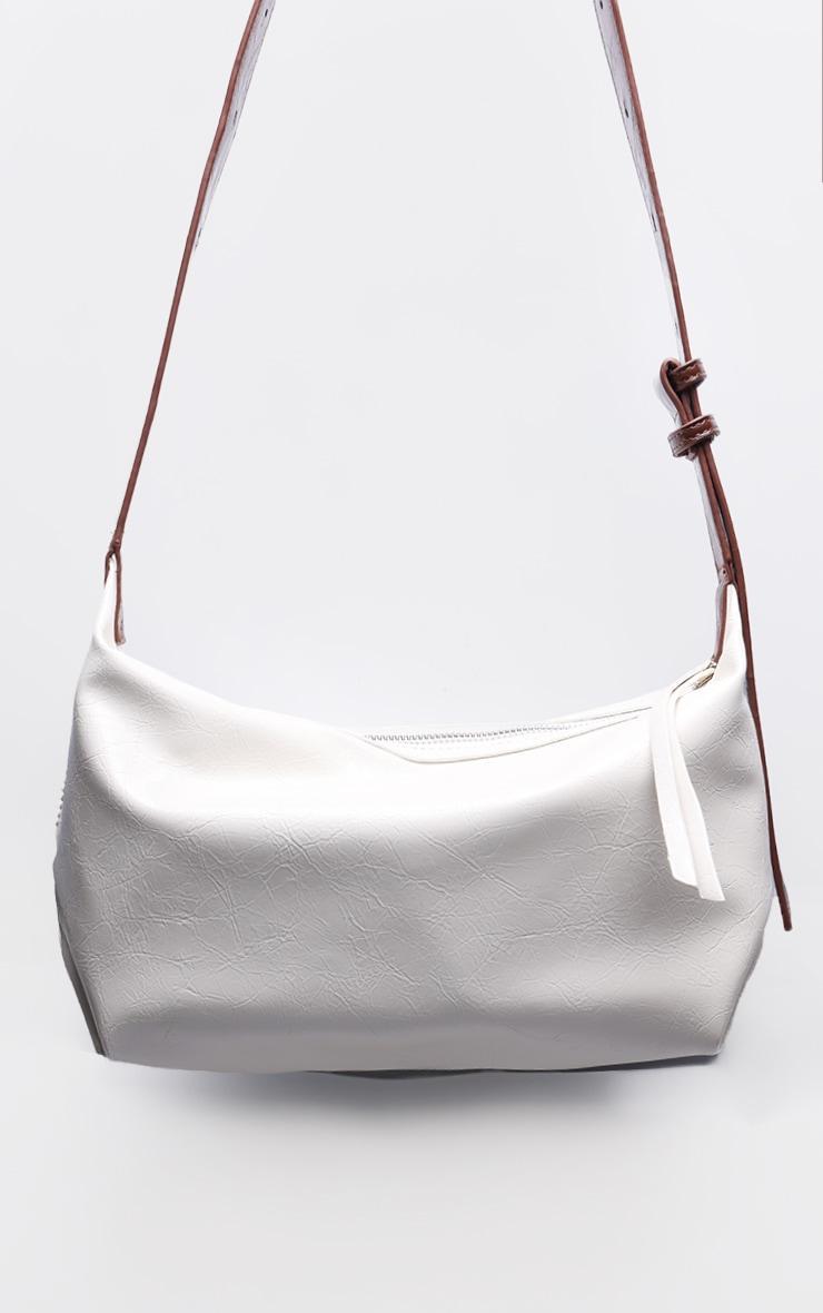 White Pu Buckle Strap Shoulder Bag Product Image