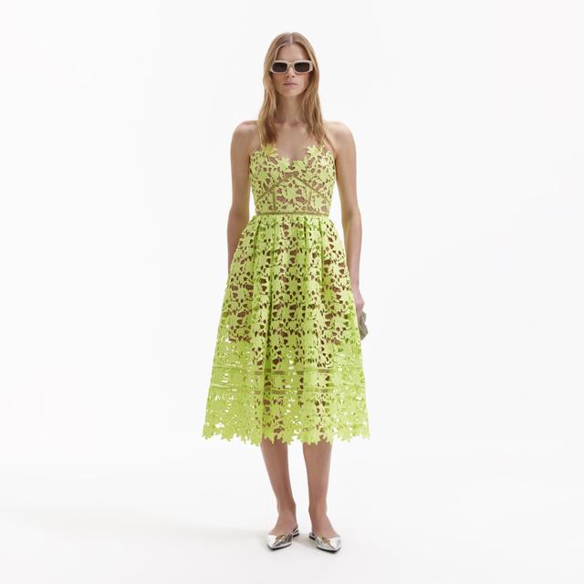 Lime Azaelea Lace Midi Dress Product Image