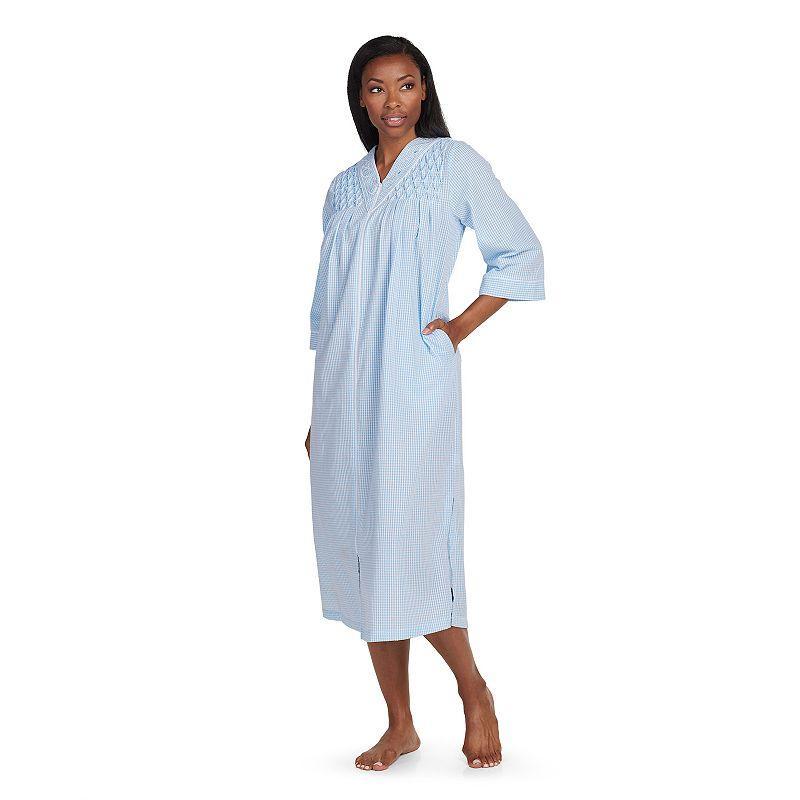 Womens Miss Elaine Essentials Seersucker Long Zip Robe Product Image