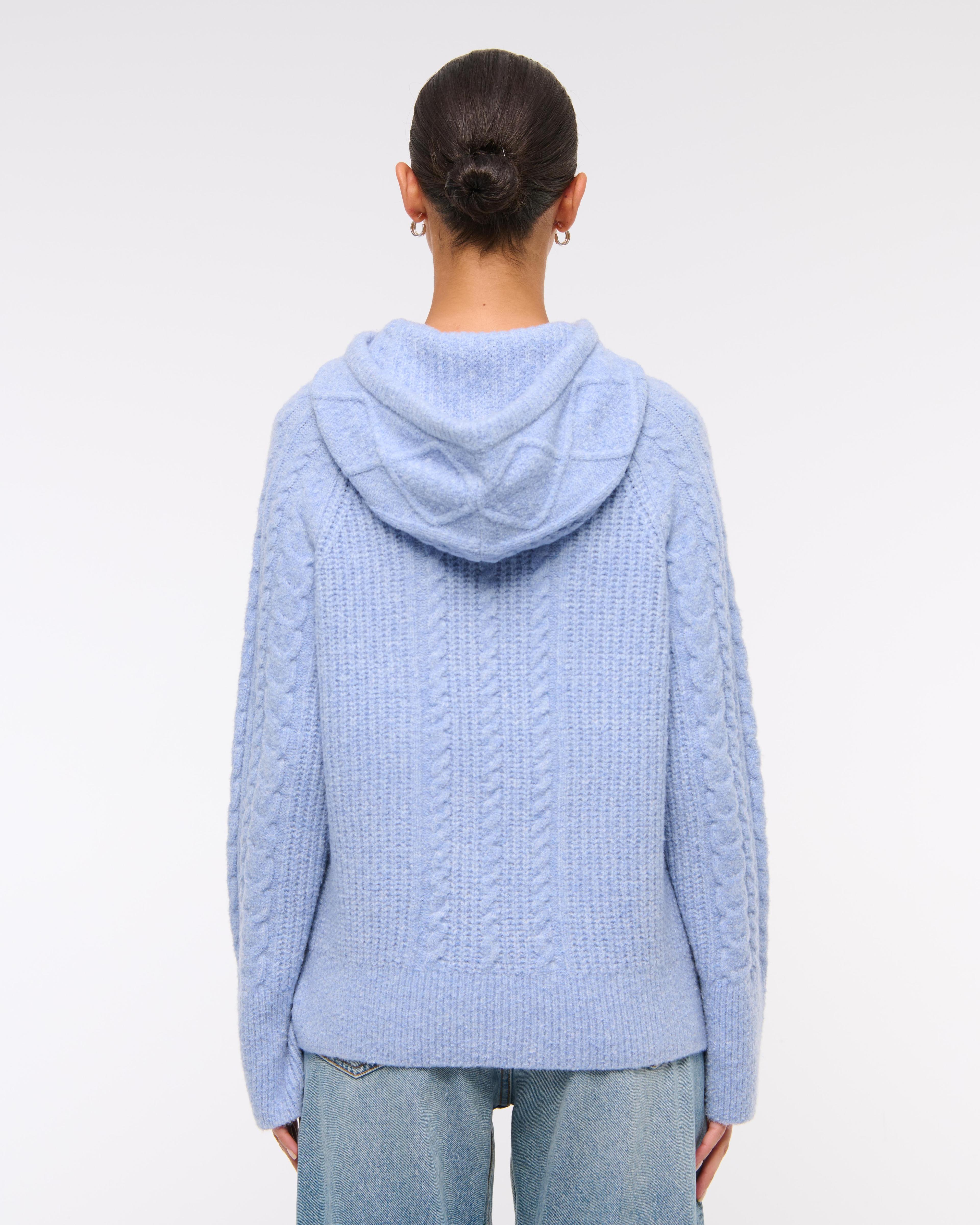 Boucle Cable-Knit Hoodie Product Image