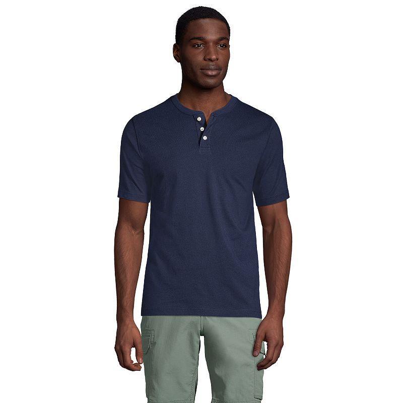 Big & Tall Lands End Super-T Henley, Mens Flax Grey Product Image