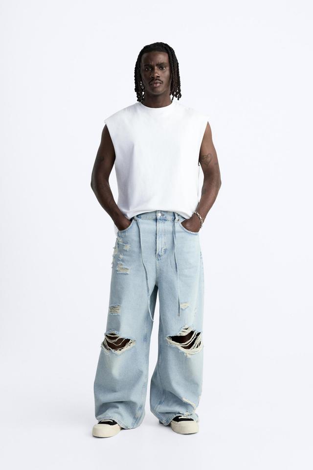 RIPPED BAGGY FIT JEANS Product Image