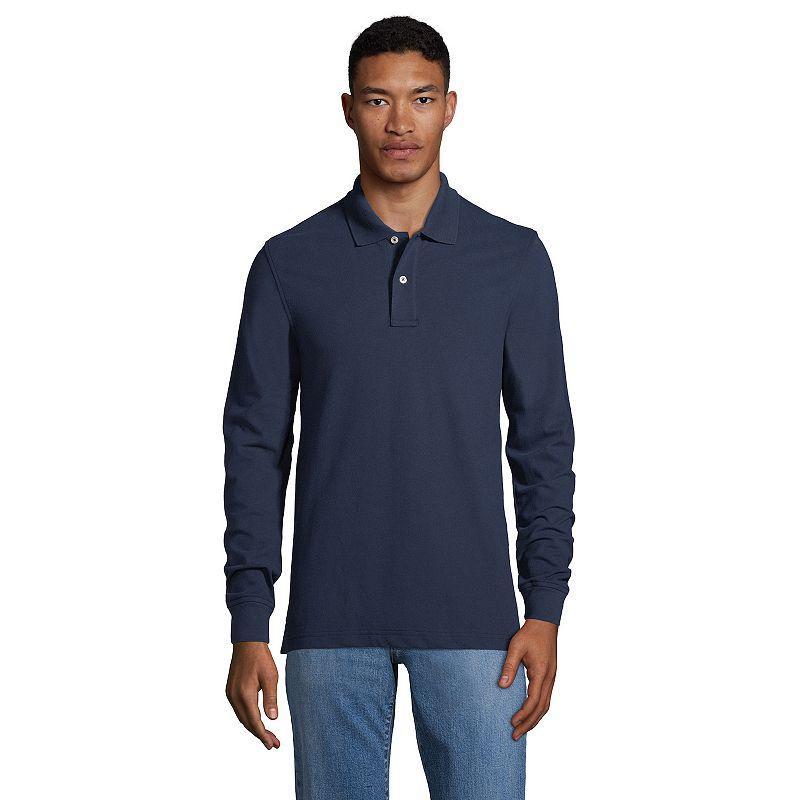 Lands End Mens Big and Tall Comfort First Long Sleeve Mesh Polo Shirt Product Image