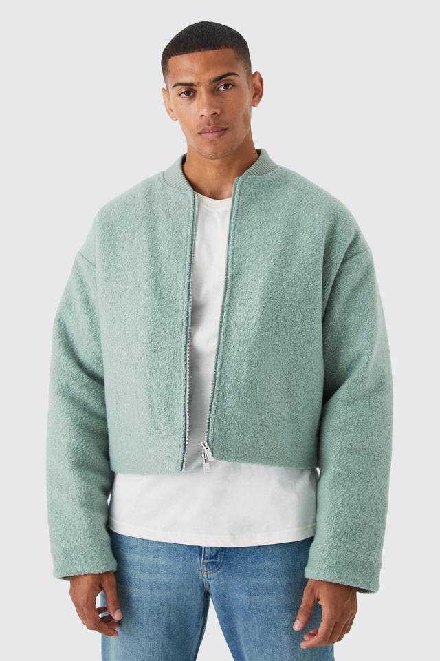 Boucle Textured Padded Bomber | boohooMAN USA Product Image