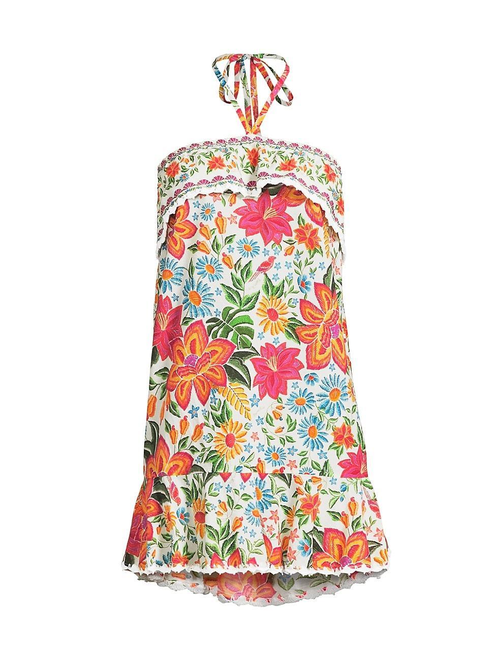 Womens Bloom Garden Cotton Halter Minidress Product Image