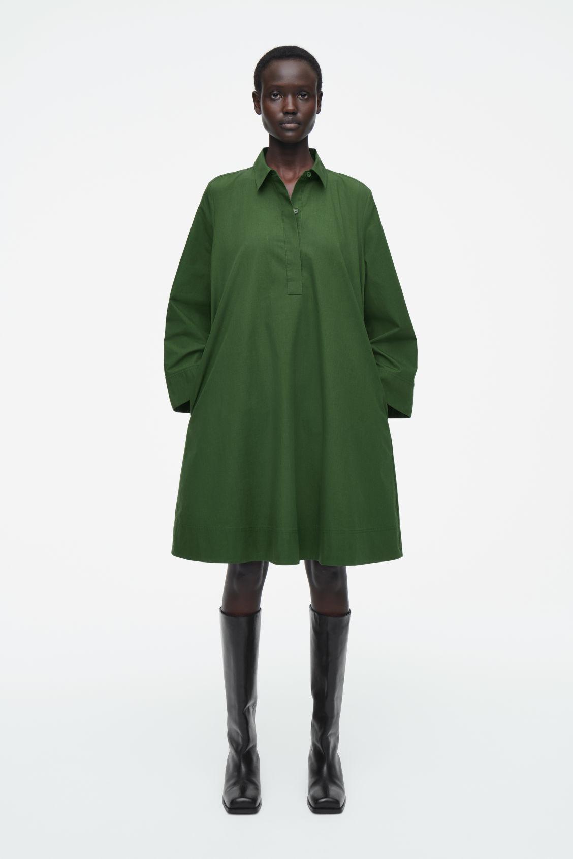 LONG-SLEEVED A-LINE SHIRT DRESS product image