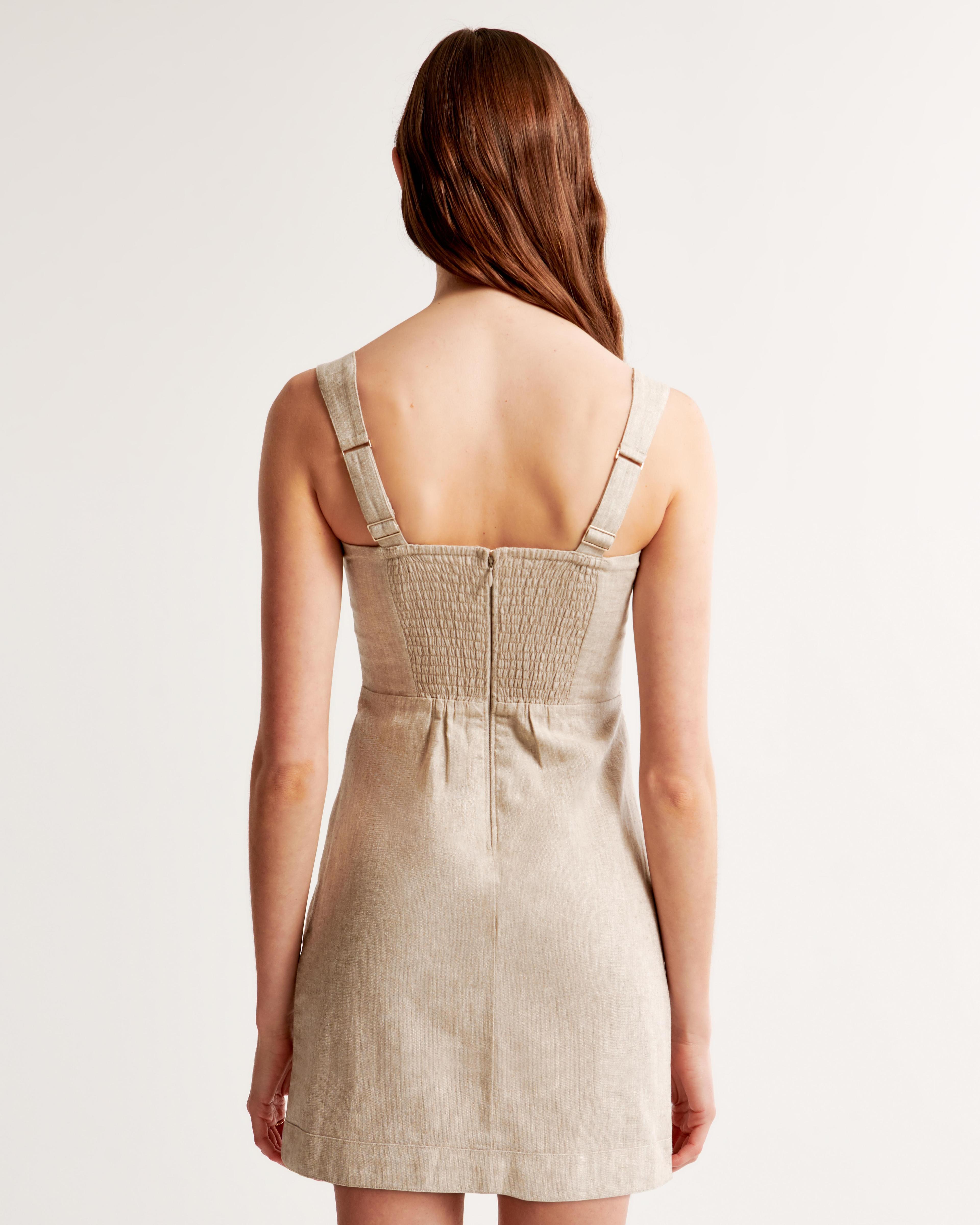 Linen-Blend Wide Strap Mini Dress product image