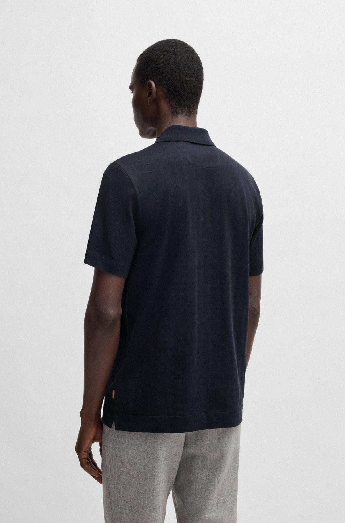 Relaxed-fit polo shirt in cotton-silk checked jacquard Product Image