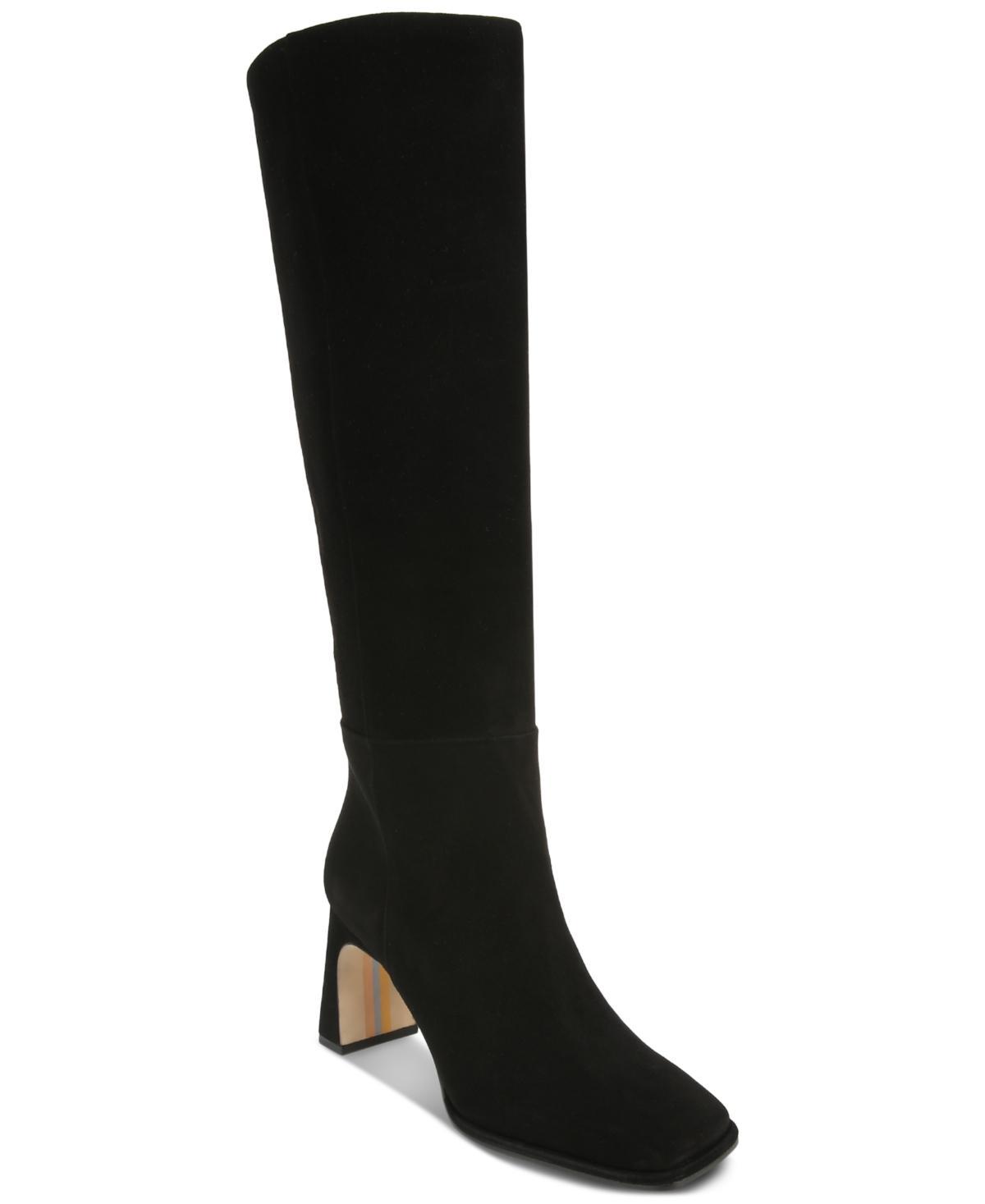 Sam Edelman Womens Issabel Square-Toe Sculpted-Heel Wide Calf Tall Dress Boots Product Image