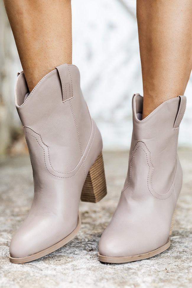 Jaylee Taupe Rounded Toe Western Style Booties FINAL SALE Product Image