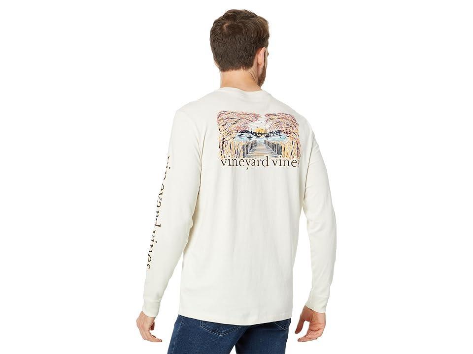 Vineyard Vines Autumn Dock Path Long Sleeve Tee (Stone) Men's T Shirt Product Image