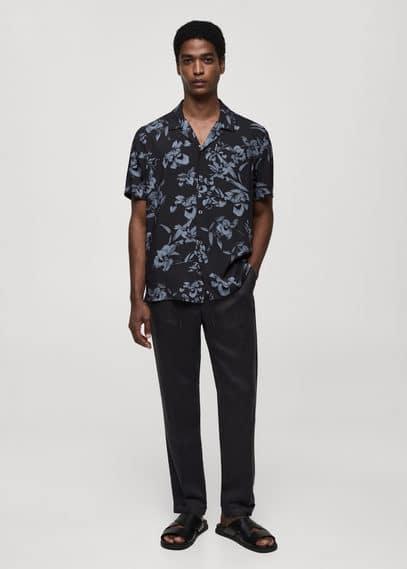 Mango Mens Flowy Hawaiian-Print Shirt Product Image