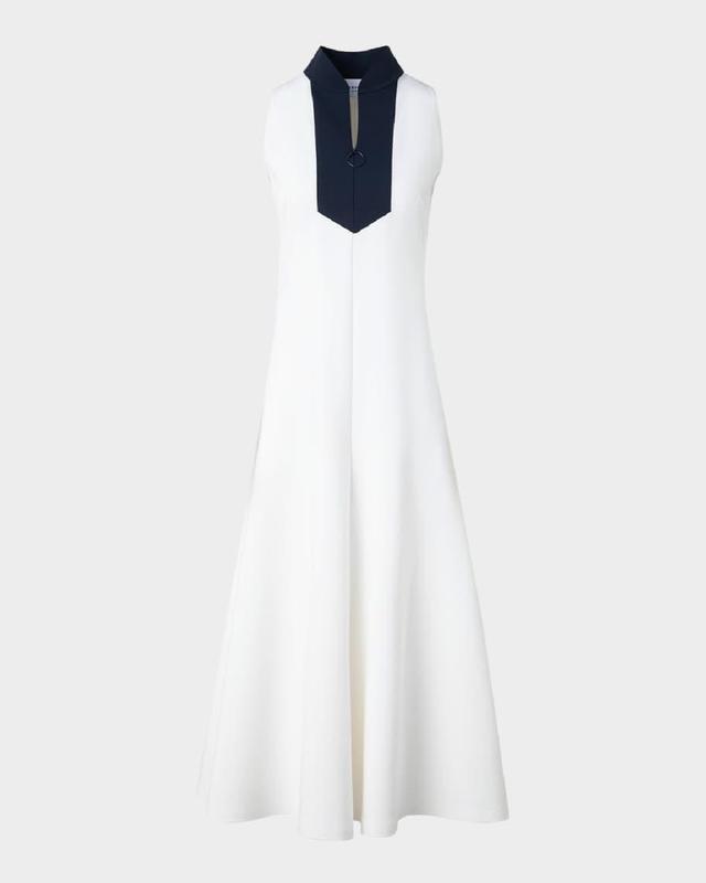 Colorblock Quarter-Zip Sleeveless Jersey Midi Dress Product Image