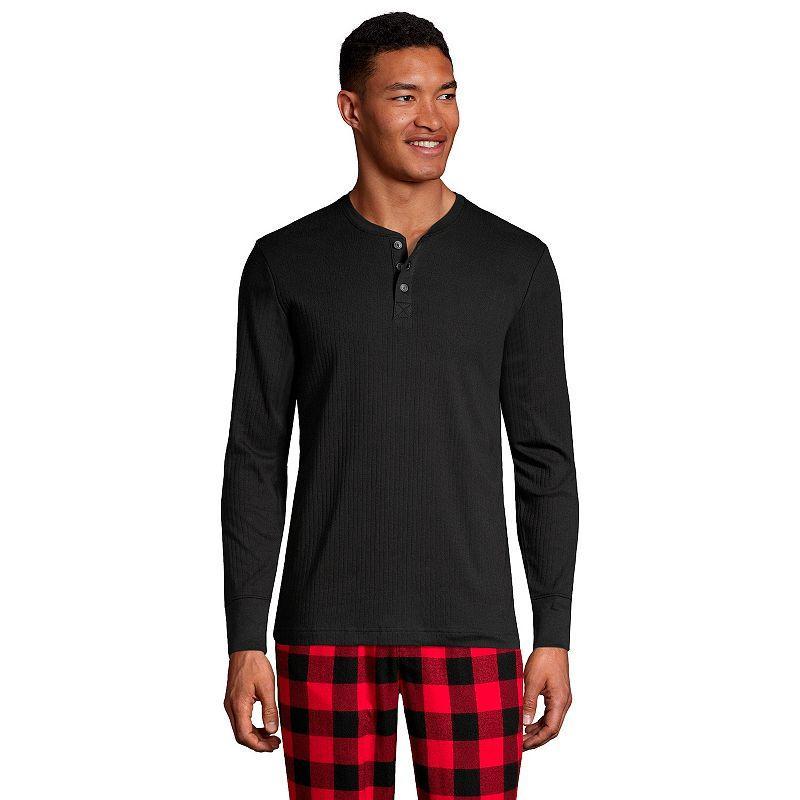 Big & Tall Lands End Knit Ribbed Pajama Henley, Mens Product Image