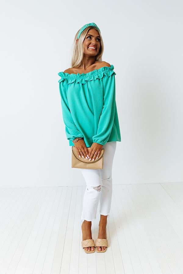 Ray Of Sun Off Shoulder Top In Green Product Image