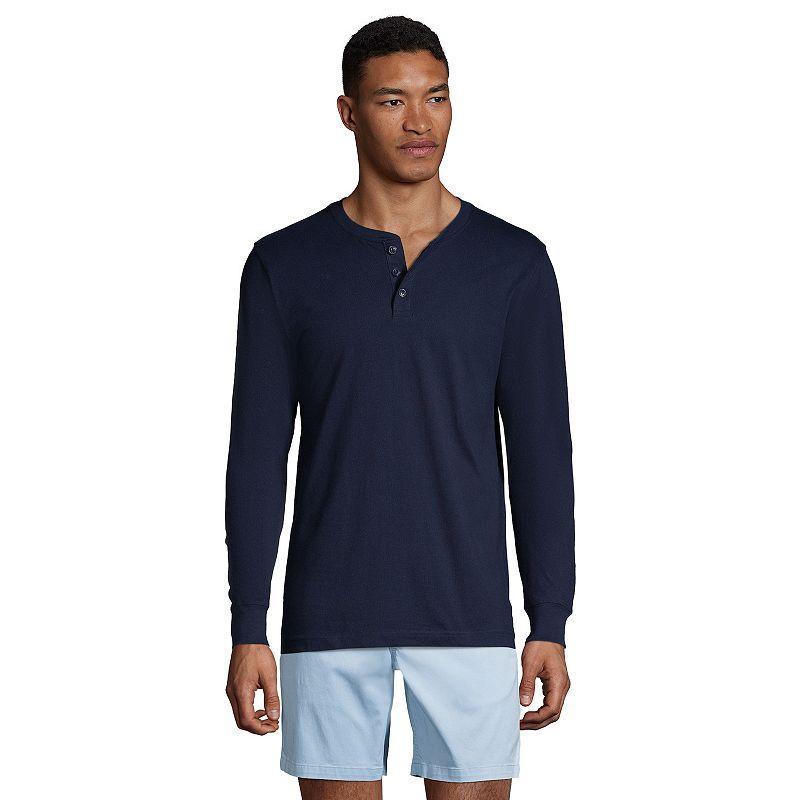 Big & Tall Lands End Super-T Classic-Fit Henley, Mens Radiant Blue Product Image