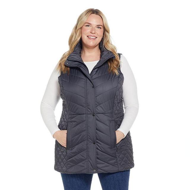 Plus Size Weathercast Quilted Long Puffer Vest, Womens Product Image