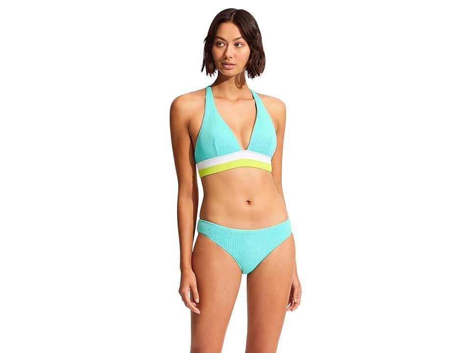 Seafolly Slice Of Splice Spliced Longline Tri (Lime Burst) Women's Swimwear Product Image