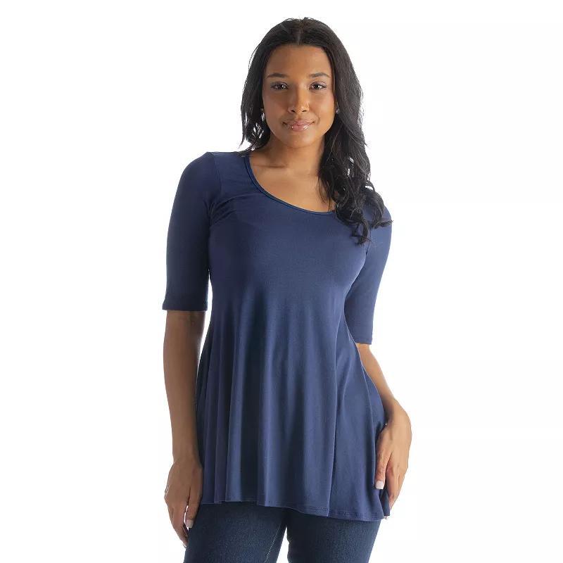 Womens 24Seven Comfort Apparel Elbow Sleeve Swing Tunic Top Product Image