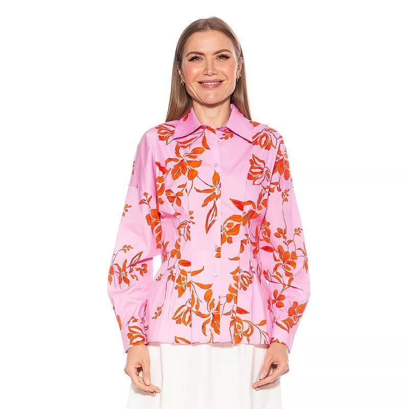 Womens ALEXIA ADMOR Calliope Long Sleeve Fitted Button Down Shirt Product Image