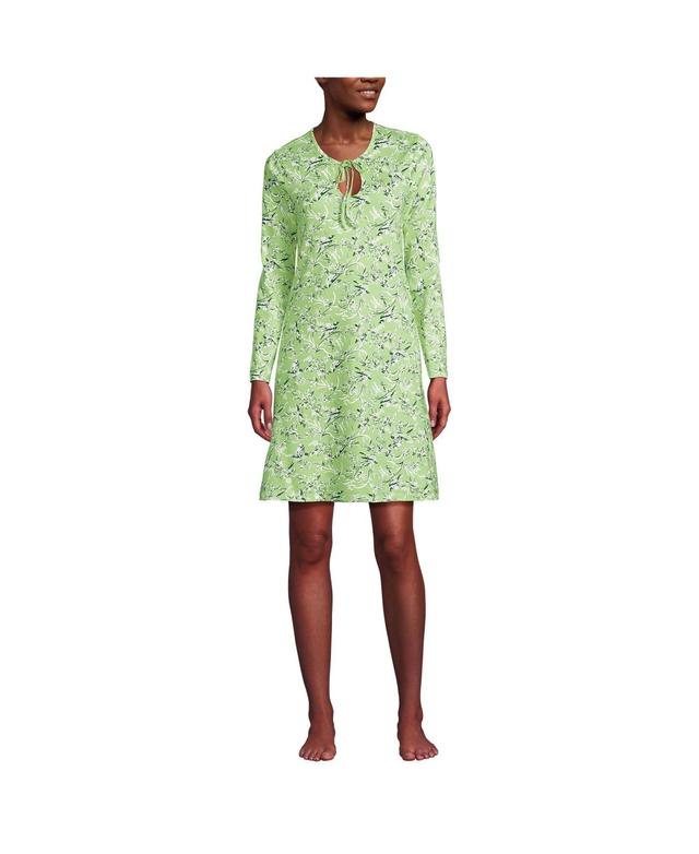 Lands End Womens Cotton Interlock Long Sleeve Above the Knee Nightgown Product Image