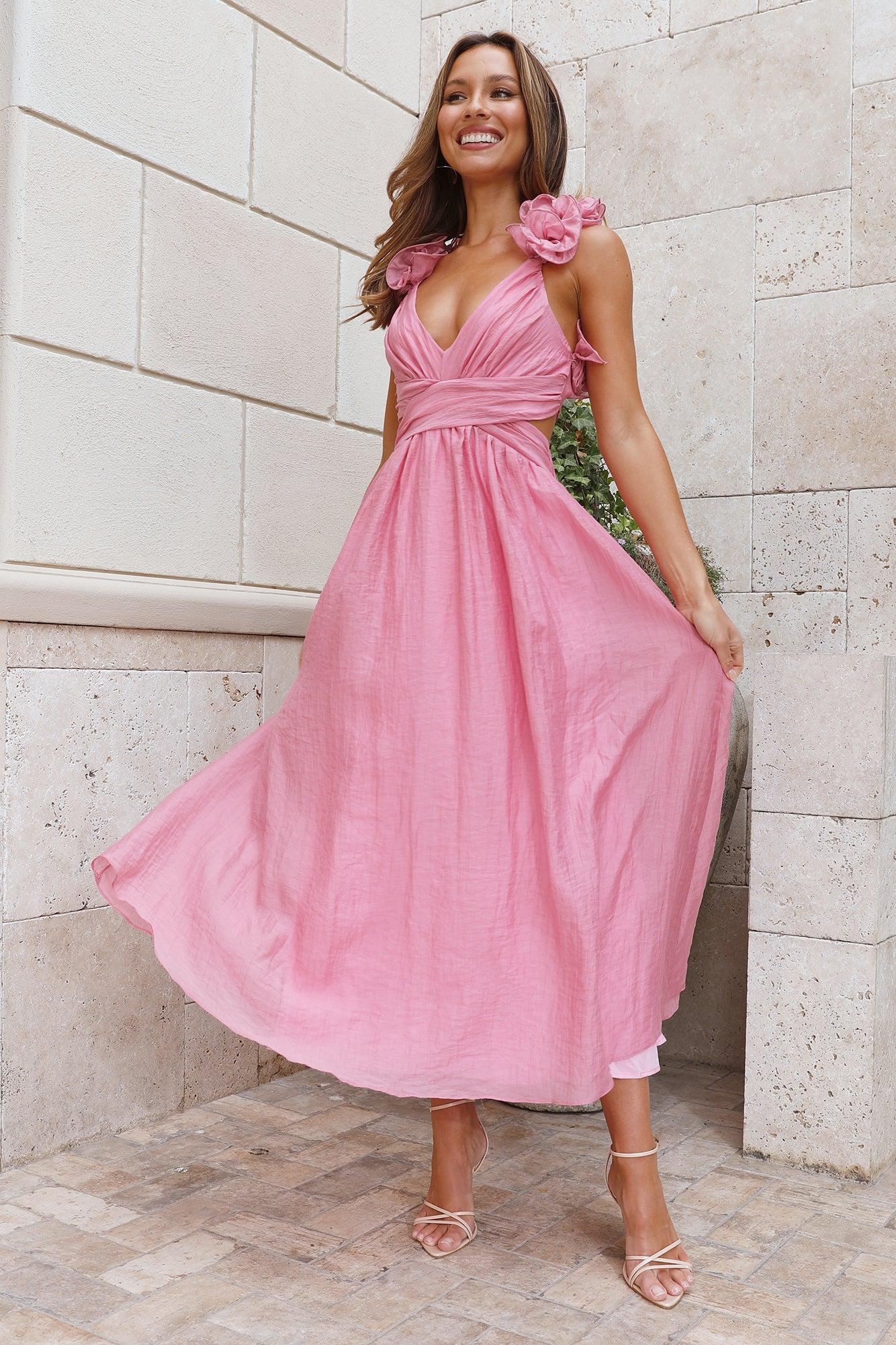 Ring The Wedding Bells Maxi Dress Pink Product Image