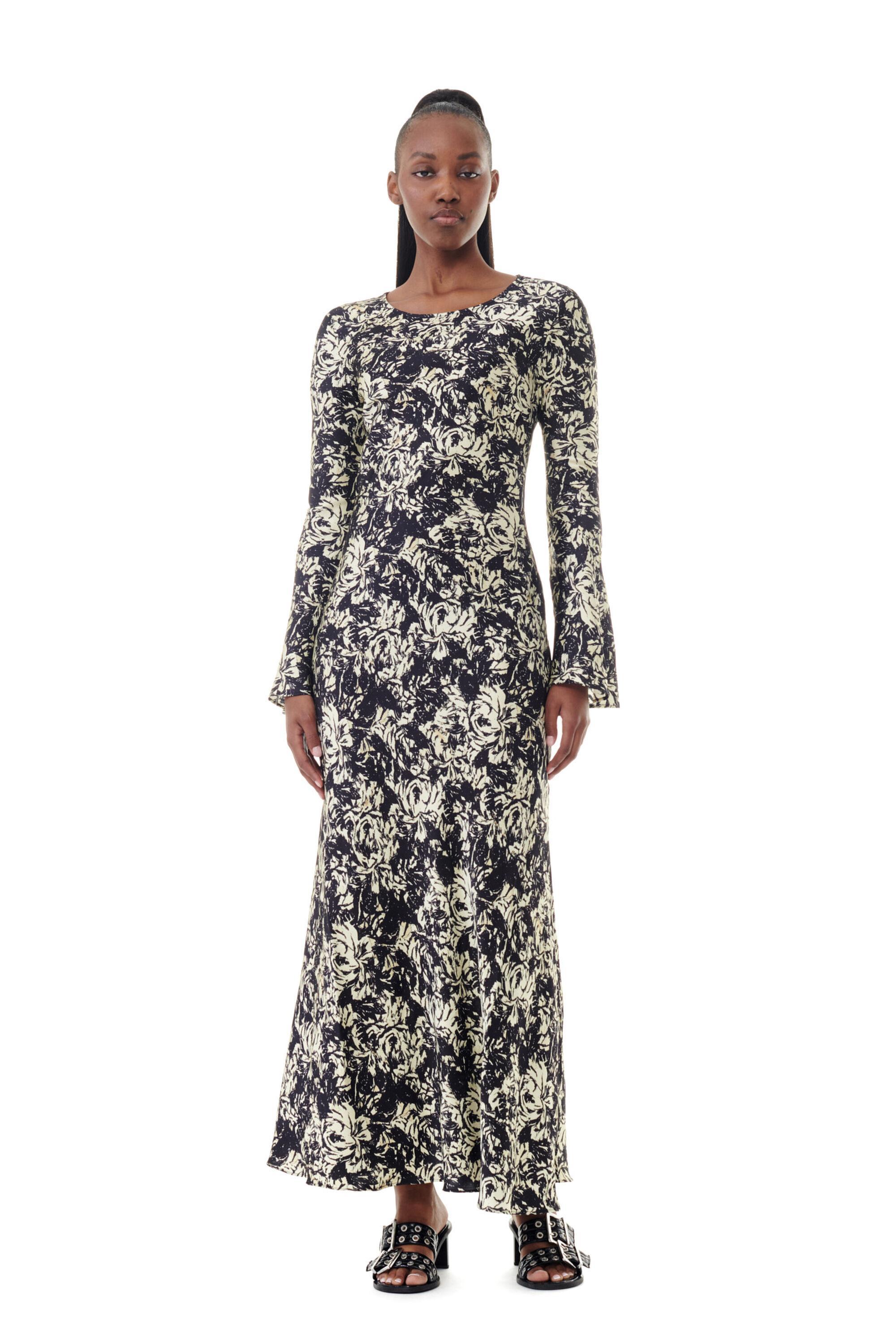 Printed Satin Maxi Dress Product Image