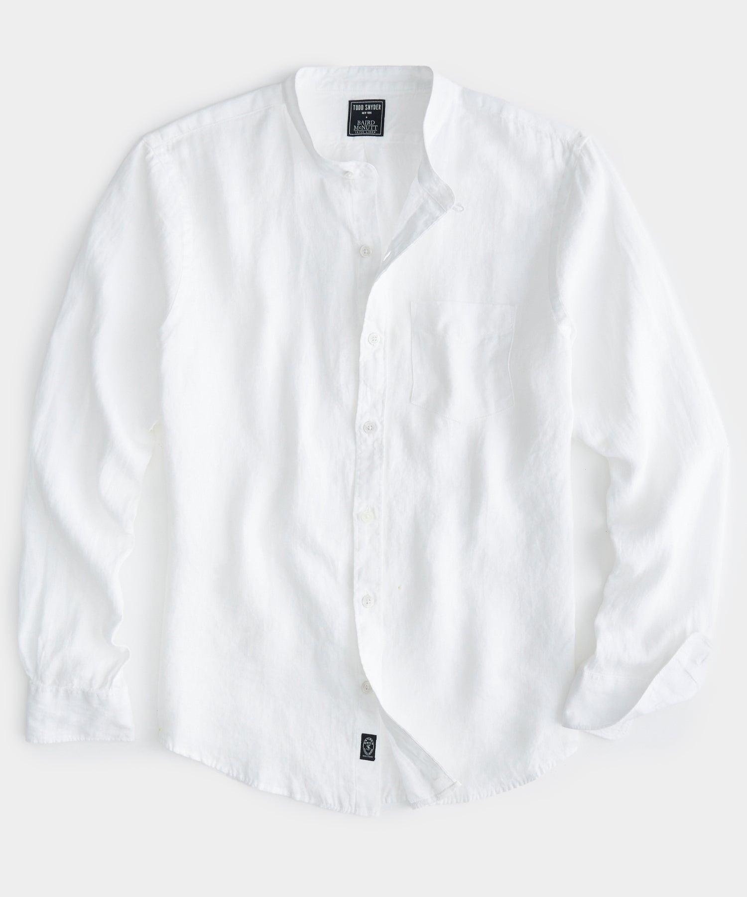 Sea Soft Linen Band Collar Long Sleeve Shirt product image