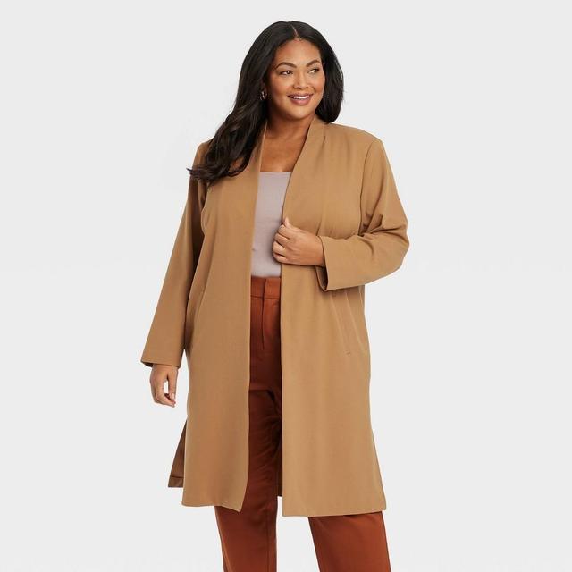 Womens Long Line Blazer - Ava & Viv Brown 3X Product Image