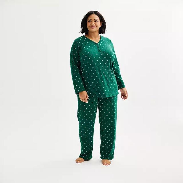 Plus Size Croft & Barrow Long Sleeve Pajama Top & Pajama Pants Set, Womens Product Image