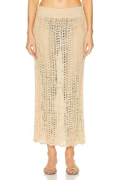 Cult Gaia Dawson Crochet Coverup Skirt Tan. (also in L/XL, S/M). Product Image