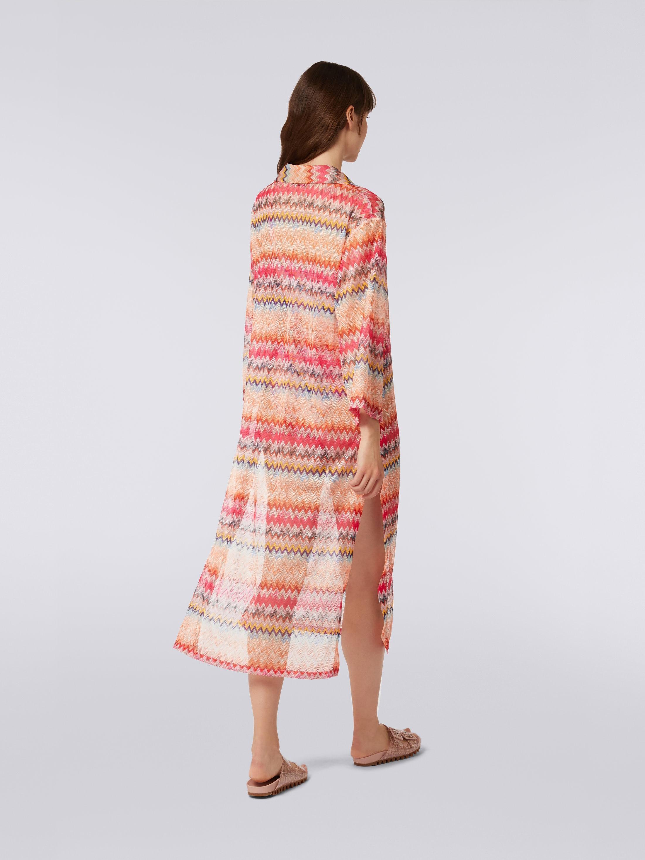 Long-sleeved long chevron viscose tulle cover up Product Image