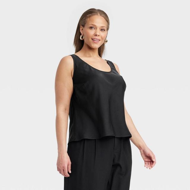 Womens Woven Shell Tank Top - A New Day Black 2X Product Image