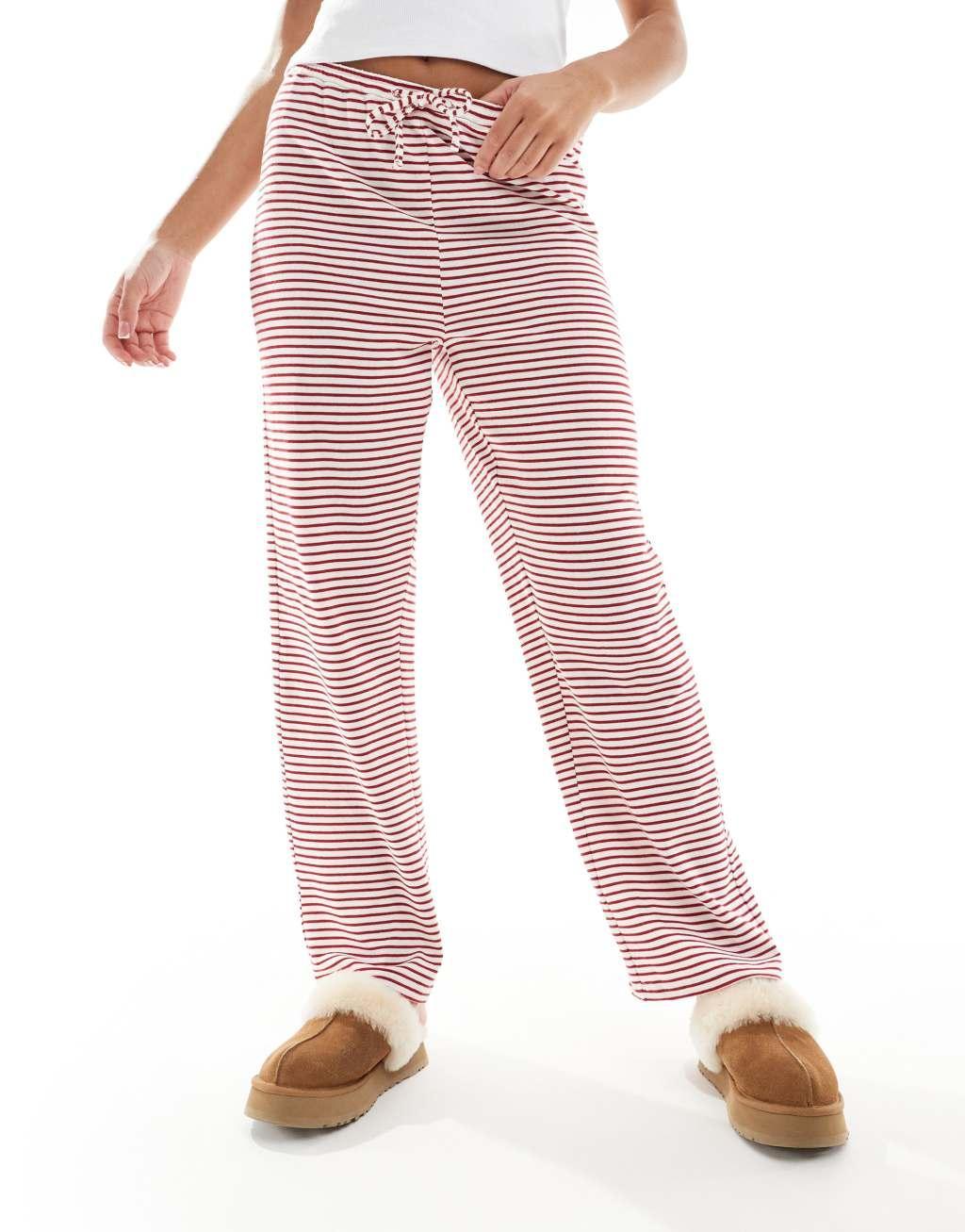 4th & Reckless Mabel striped jersey pants in red Product Image