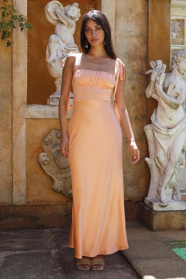 Blissful Satin Maxi Dress Orange Product Image