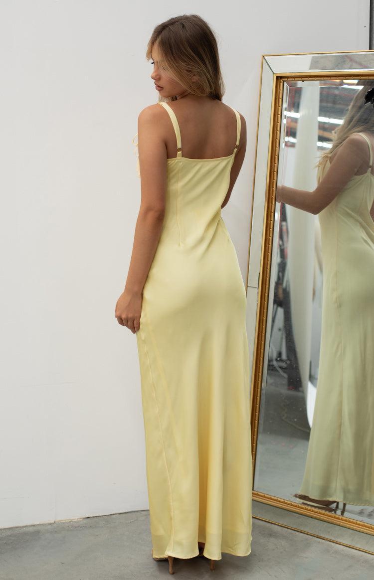 Zya Yellow Satin Maxi Dress Product Image