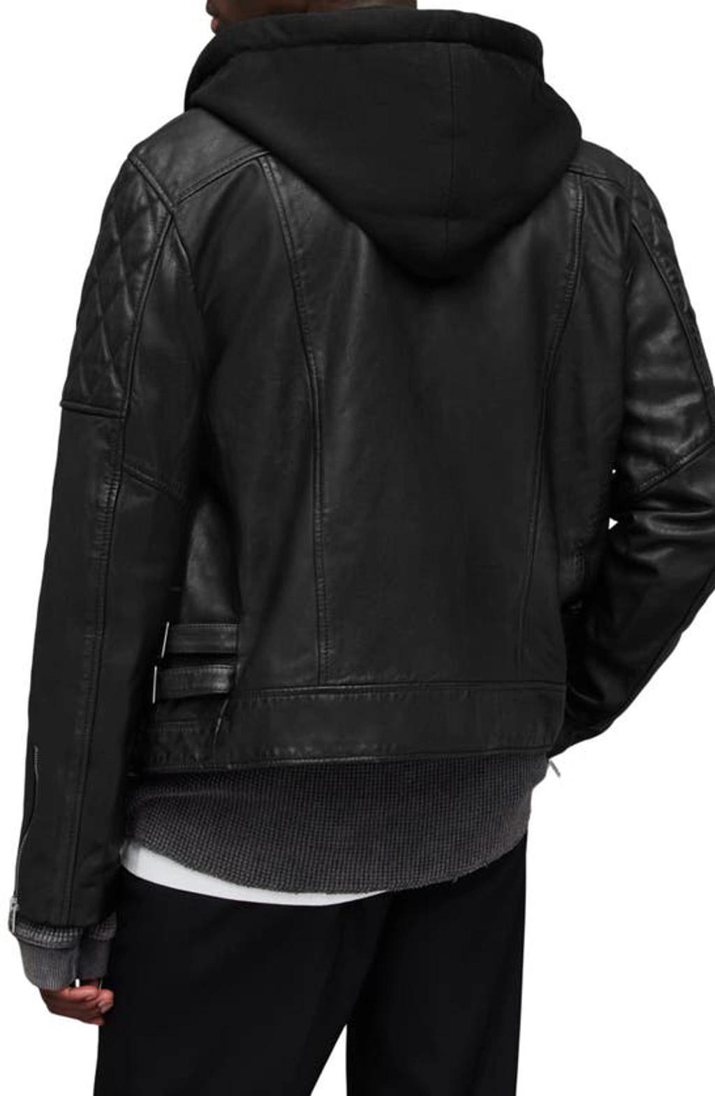 Whitson Leather Biker Jacket In Black Product Image