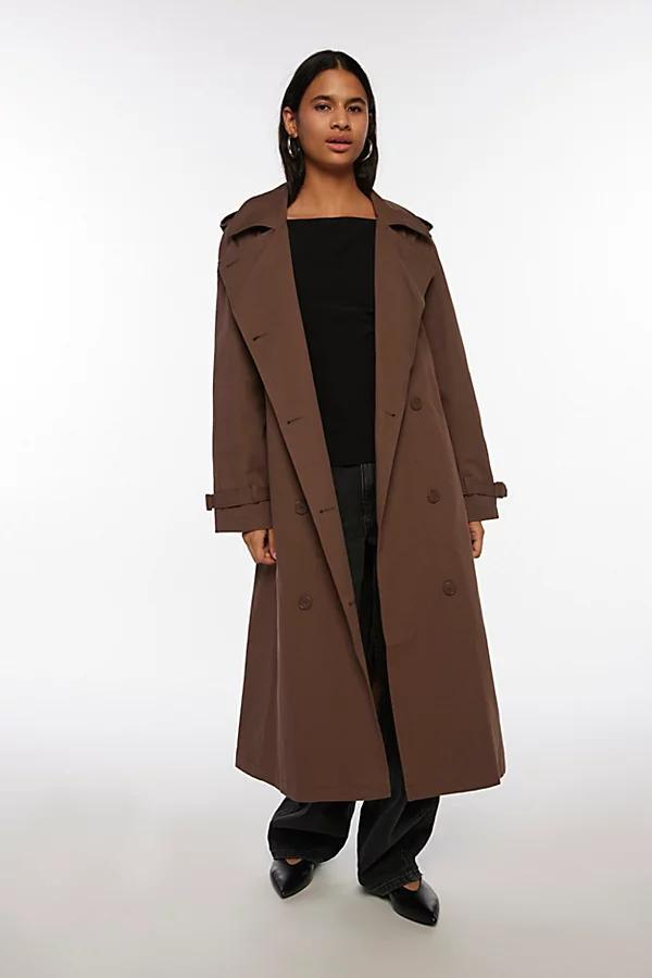 Light Before Dark Longline Cotton Trench Coat Jacket Womens at Urban Outfitters Product Image