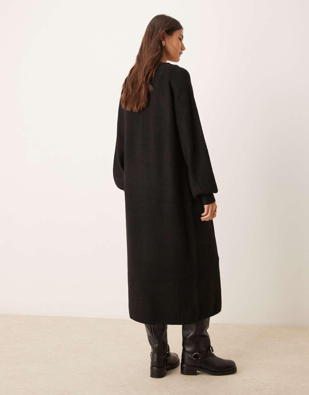 JDY longline knitted cardigan in black Product Image