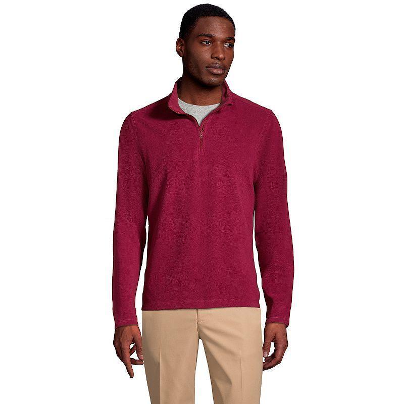 Mens Lands End Lightweight Fleece Quarter Zip Pullover Red Product Image