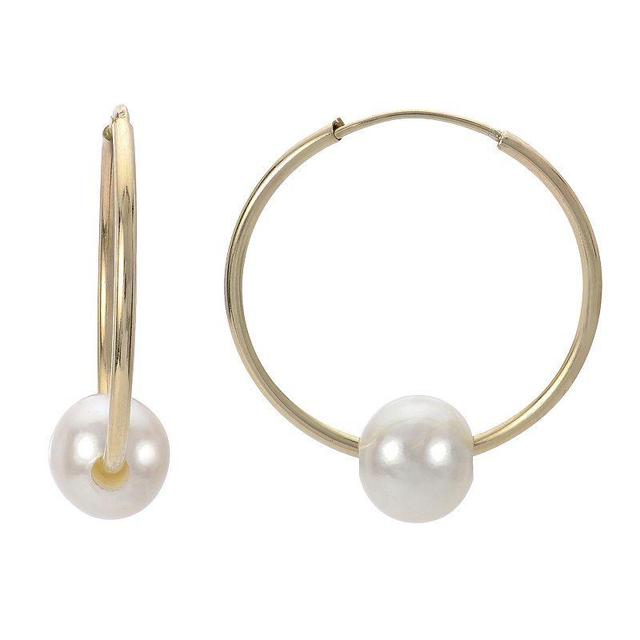 PearLustre by Imperial 10k Gold Freshwater Cultured Pearl Endless Hoop Earrings, Womens Product Image