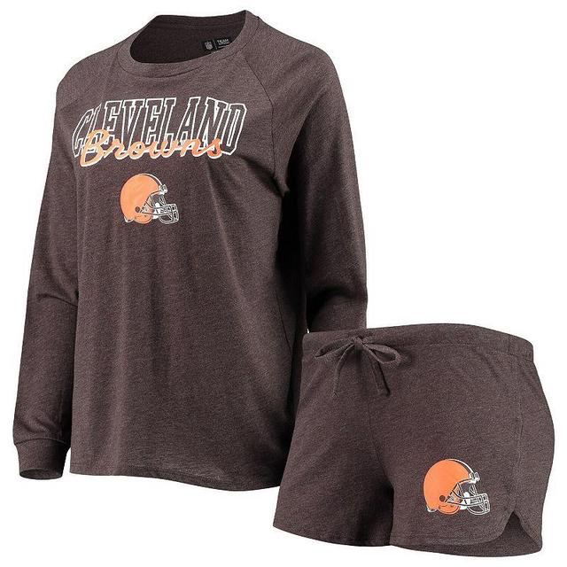 Womens Concepts Sport Cleveland s Meter Knit Long Sleeve Raglan Top & Shorts Sleep Set Product Image