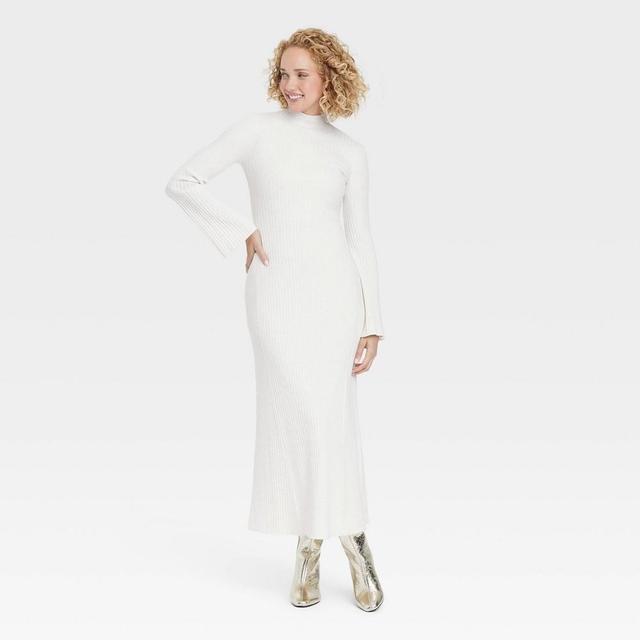 Womens Long Sleeve Maxi Sweater Dress - A New Day Oatmeal Product Image