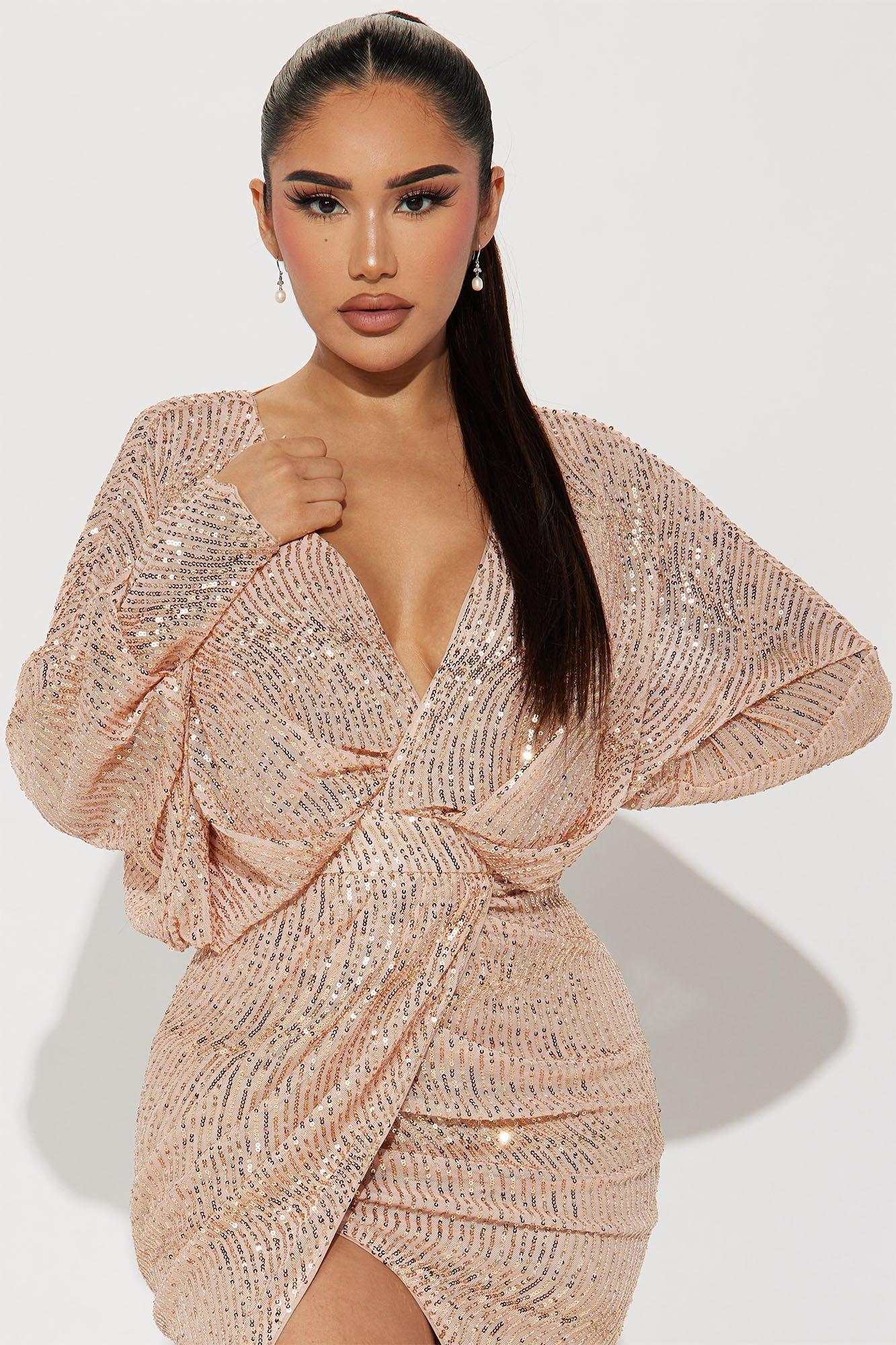 Angela Sequin Midi Dress - Champagne Product Image